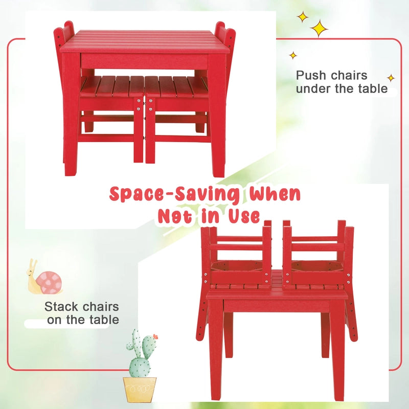 2 Pieces Kids Learning Chair set with Backrest-Red
