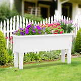 2 PCS Raised Garden Beds Self-Watering Planter Box with Detachable Legs and Drainage Hole-White