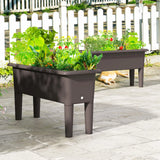 2 Pieces Raised Garden Beds Self-Watering Planter Box with Detachable Legs and Drainage Hole-Coffee