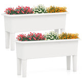 2 PCS Raised Garden Beds Self-Watering Planter Box with Detachable Legs and Drainage Hole-White