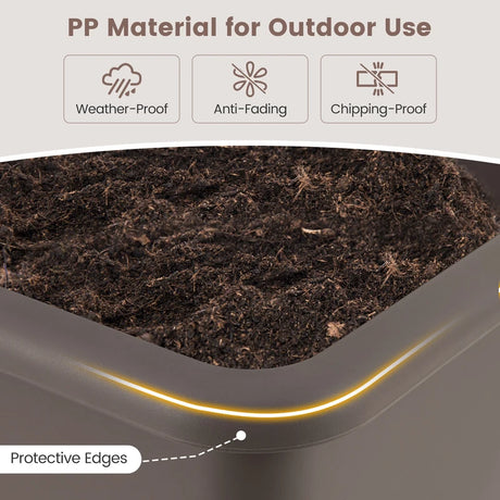 2 Pieces Raised Garden Beds Self-Watering Planter Box with Detachable Legs and Drainage Hole-Coffee