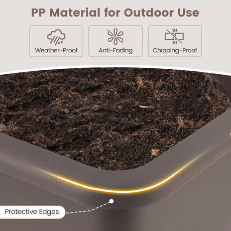 2 Pieces Raised Garden Beds Self-Watering Planter Box with Detachable Legs and Drainage Hole-Coffee