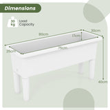 2 PCS Raised Garden Beds Self-Watering Planter Box with Detachable Legs and Drainage Hole-White