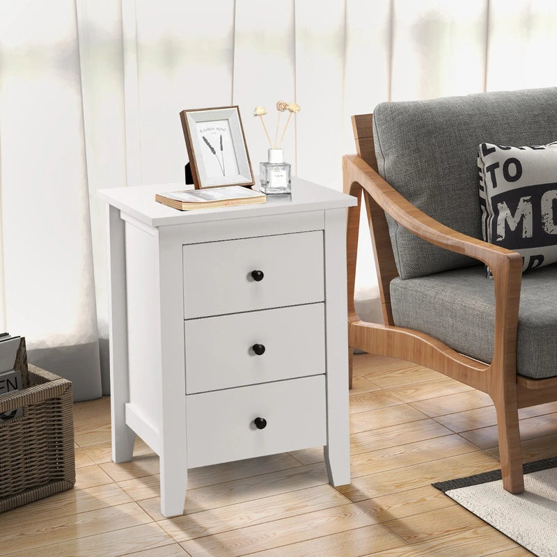 Nightstand with 3 Drawers for Living Room and Bedroom-Black