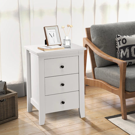 Nightstand with 3 Drawers for Living Room and Bedroom-Black