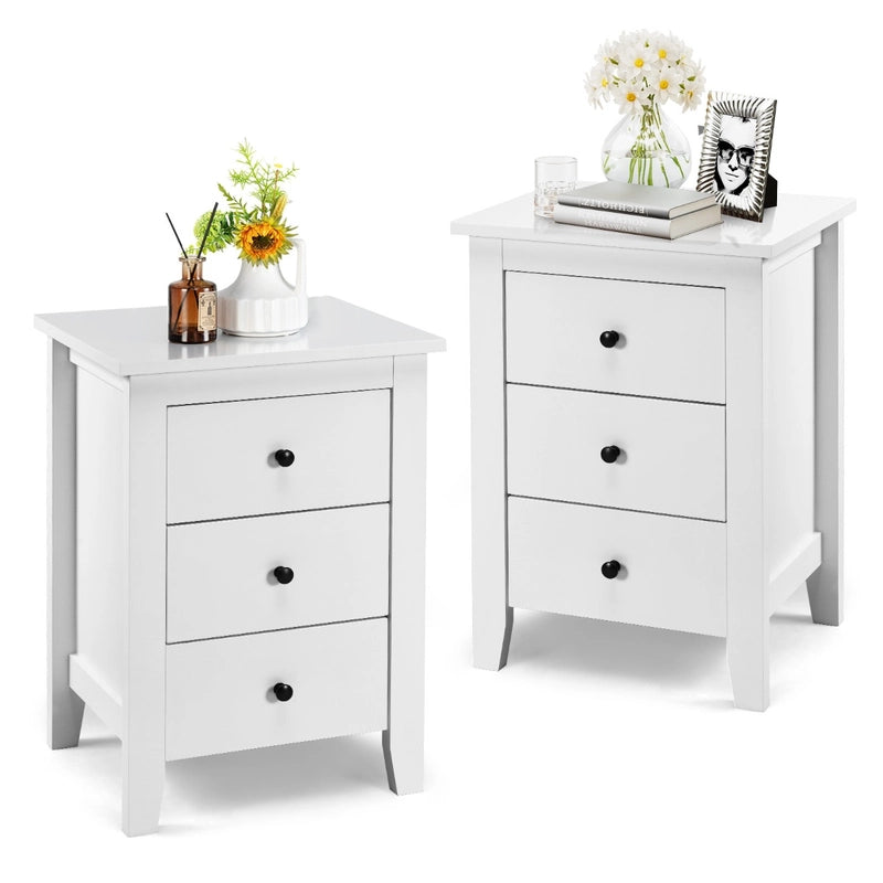 Nightstand with 3 Drawers for Living Room and Bedroom-Black