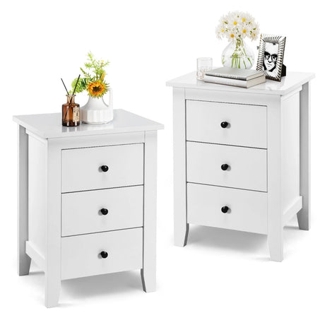 Nightstand with 3 Drawers for Living Room and Bedroom-Black
