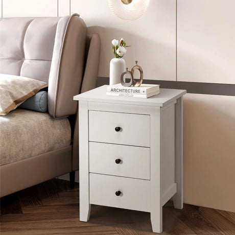 Nightstand with 3 Drawers for Living Room and Bedroom-Black