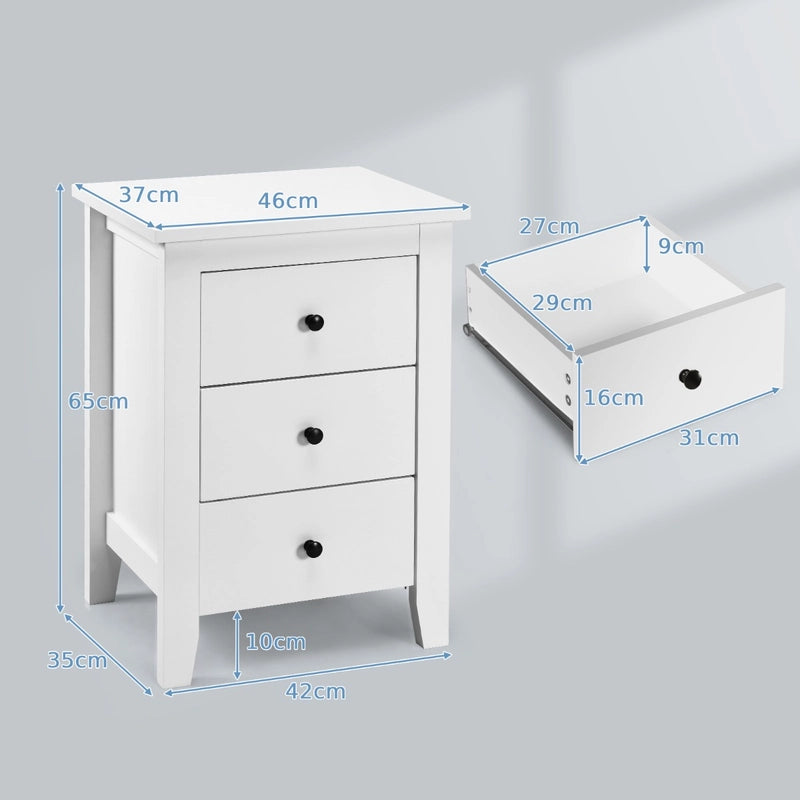 Nightstand with 3 Drawers for Living Room and Bedroom-Black