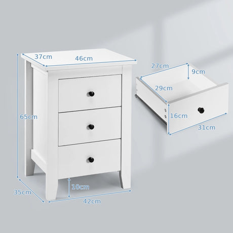 Nightstand with 3 Drawers for Living Room and Bedroom-Black