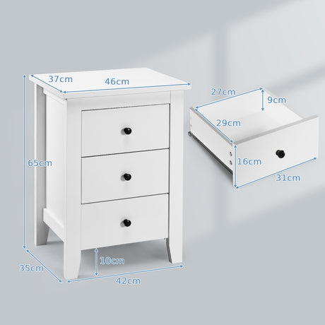 Nightstand with 3 Drawers for Living Room and Bedroom-Black