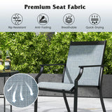 2 Piece Patio Dining Chairs with Breathable Seat and Metal Frame-Blue