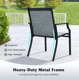 2 Piece Patio Dining Chairs with Breathable Seat and Metal Frame-Blue