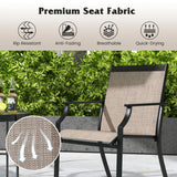 2 Piece Patio Dining Chairs with Breathable Seat and Metal Frame-Coffee