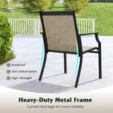2 Piece Patio Dining Chairs with Breathable Seat and Metal Frame-Coffee