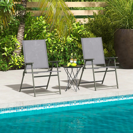 2 Piece Patio Chair Set High Back Dining Chairs Grey