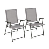 2 Piece Patio Chair Set High Back Dining Chairs Grey