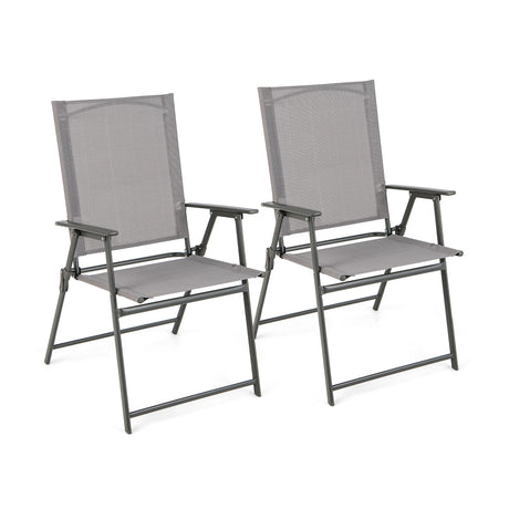 2 Piece Patio Chair Set High Back Dining Chairs Grey