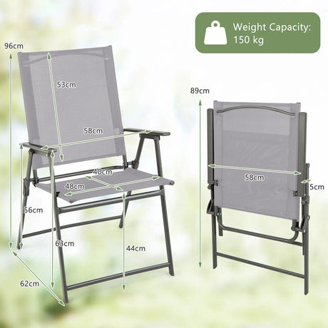 2 Piece Patio Chair Set High Back Dining Chairs Grey