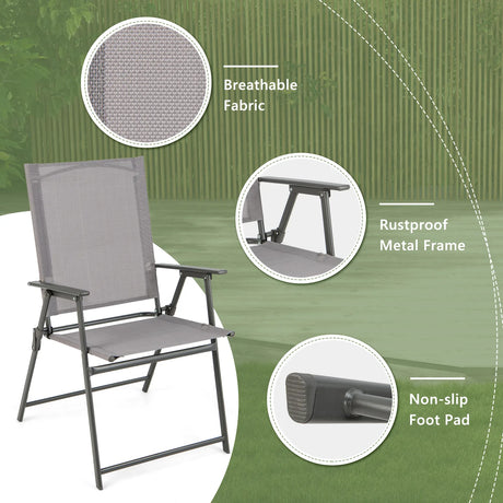 2 Piece Patio Chair Set High Back Dining Chairs Grey