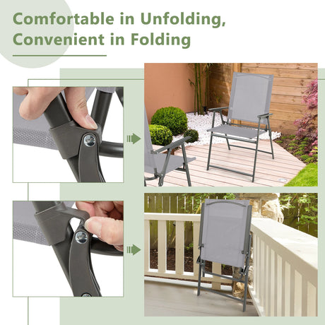 2 Piece Patio Chair Set High Back Dining Chairs Grey