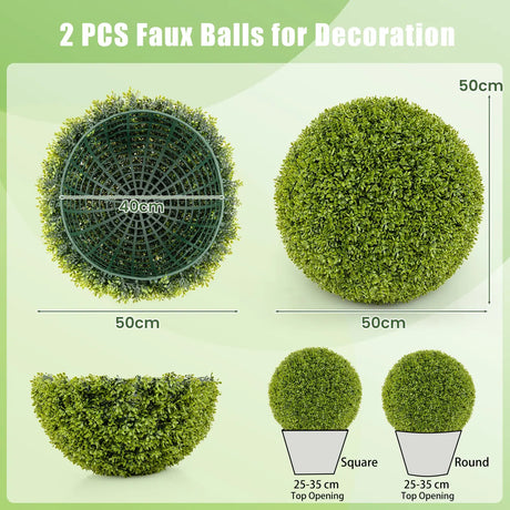2-Piece 50cm Artificial Plant Boxwood Topiary Ball-M
