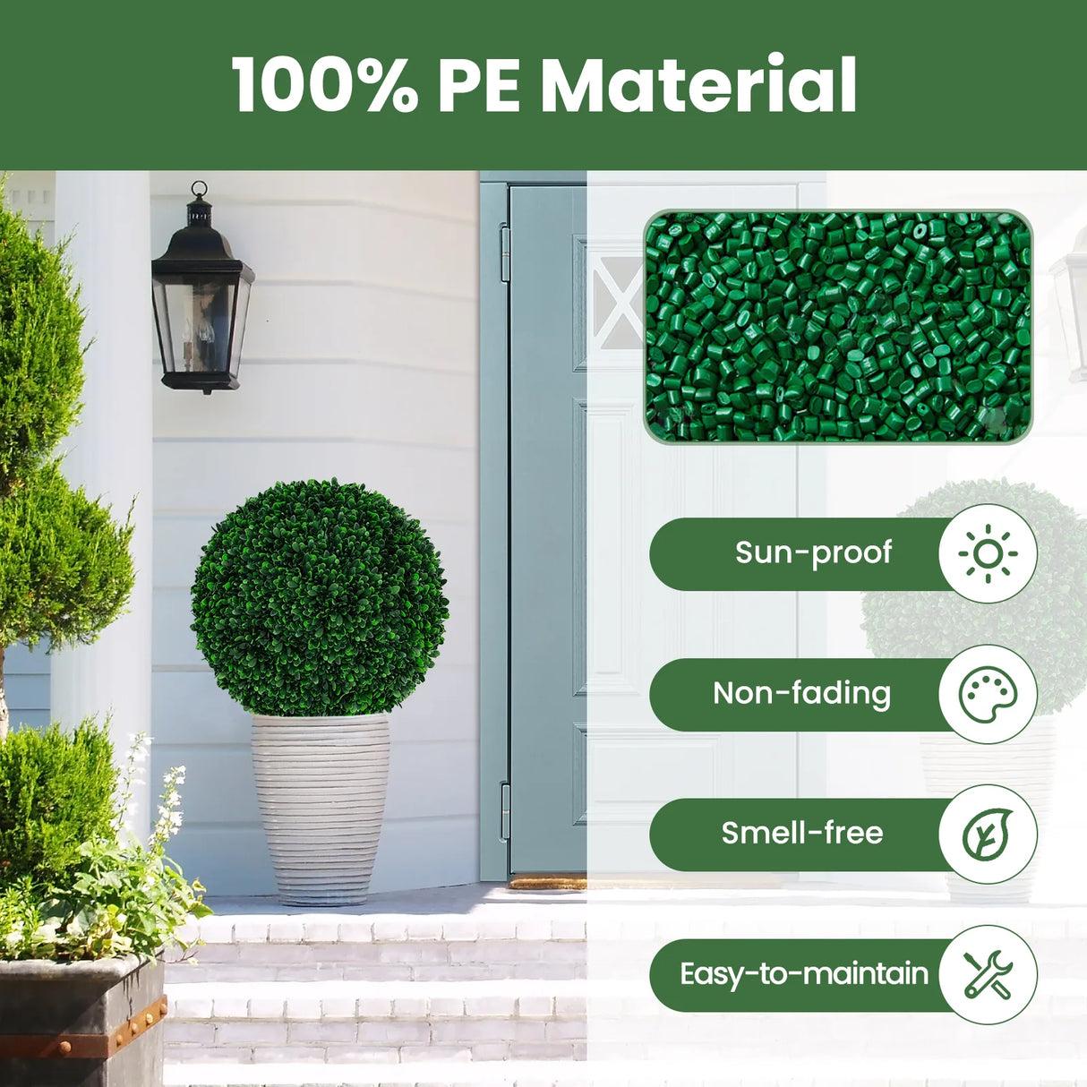 2 Pieces 52 CM Artificial Topiary Balls with 20 Zip Ties-M