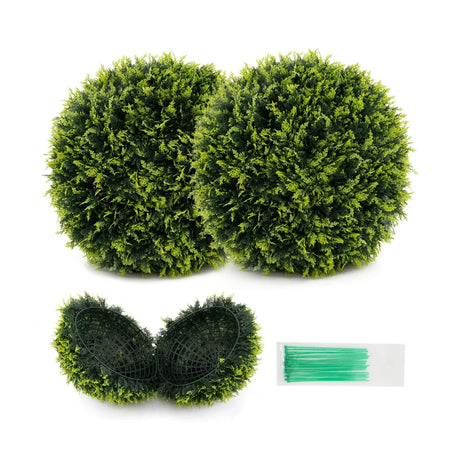 2 PCS 45cm/55cm Artificial Plant Cedar Topiary Ball-M