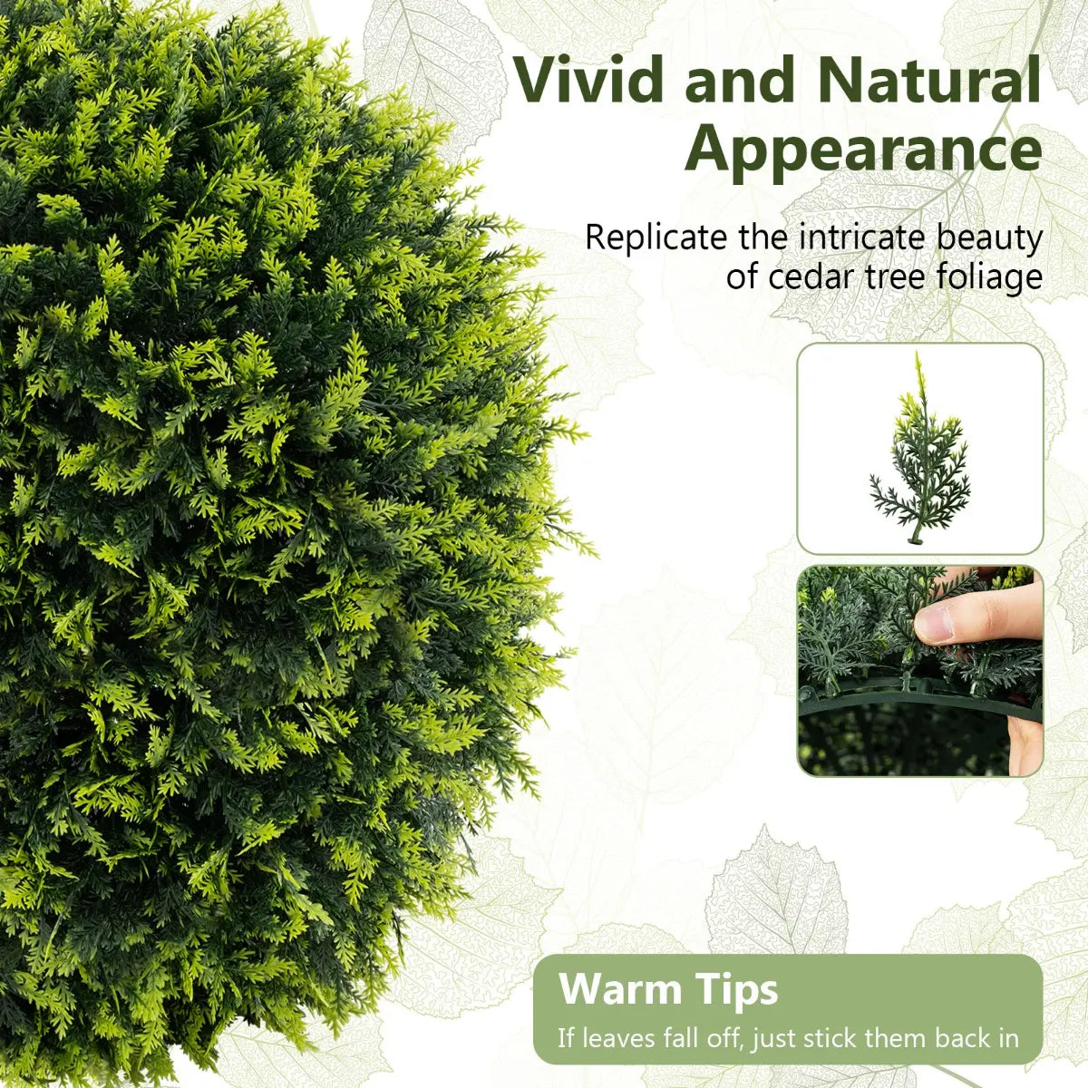 2 PCS 45cm/55cm Artificial Plant Cedar Topiary Ball-M