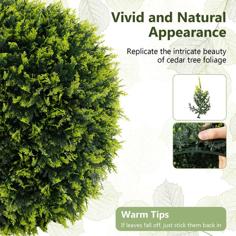 2 PCS 45cm/55cm Artificial Plant Cedar Topiary Ball-M