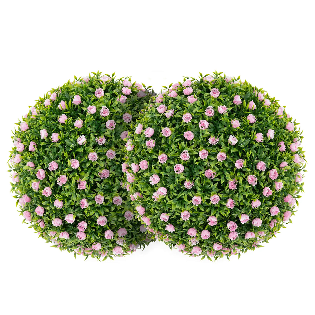 2 Pieces Artificial Plant Topiary Balls with Pink Flowers Sun-protective