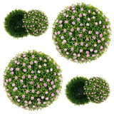 2 Pieces Artificial Plant Topiary Balls with Pink Flowers Sun-protective
