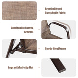 2 Pieces Patio Outdoor Dining Chair with Armrest-Brown
