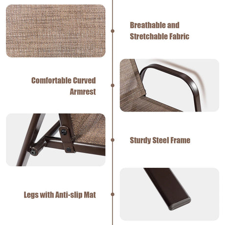 2 Pieces Patio Outdoor Dining Chair with Armrest-Brown
