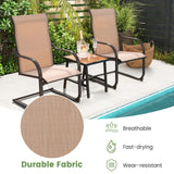 2 Pieces C-Spring Motion Patio Dining Chairs with Breathable Fabric
