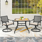 2 Pieces Patio 360 Swivel Dining Chairs with Rocker and Cushioned Armrest-Beige