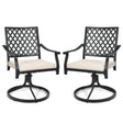 2 Pieces Patio 360 Swivel Dining Chairs with Rocker and Cushioned Armrest-Beige
