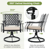 2 Pieces Patio 360 Swivel Dining Chairs with Rocker and Cushioned Armrest-Beige