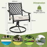 2 Pieces Patio 360 Swivel Dining Chairs with Rocker and Cushioned Armrest-Beige
