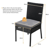 2-Piece Outdoor PE Wicker Dining Chair Set with Soft Cushions