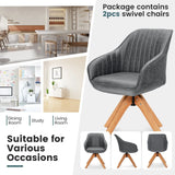 Ergonomic Armchairs with Linen Fabric Cover for Home Office-Grey