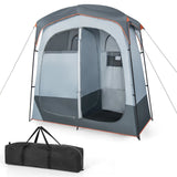 2 Rooms Oversize Privacy Shower Tent with Removable Rain Fly and Inside Pocket-Gray
