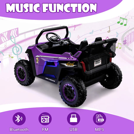 12V Battery Powered Electric Car 2-Seater Kids Ride on UTV-Purple