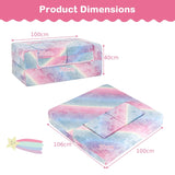 2 Seater Kids Play Couch Glow in the Dark Modular Sofa Set for Toddlers-Pink