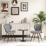 2 Set Armless Dining Chair Modern Accent Chairs with Curved Backrest-Grey