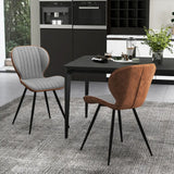 2 Set Armless Dining Chair Modern Accent Chairs with Curved Backrest-Grey