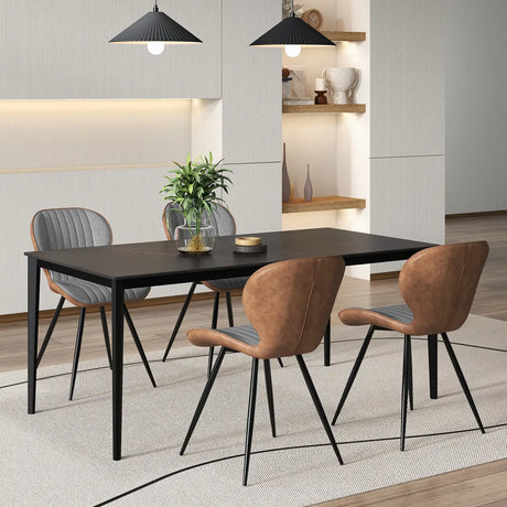 2 Set Armless Dining Chair Modern Accent Chairs with Curved Backrest-Grey