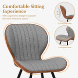 2 Set Armless Dining Chair Modern Accent Chairs with Curved Backrest-Grey