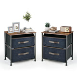20 Inch Height Industrial Nightstand with 2 Pull-out Fabric Drawers-Rustic Brown