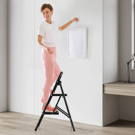 Folding Step Stool with Padded Handgrip and Wide Anti-Slip Pedal for Kitchen/Household/Garden